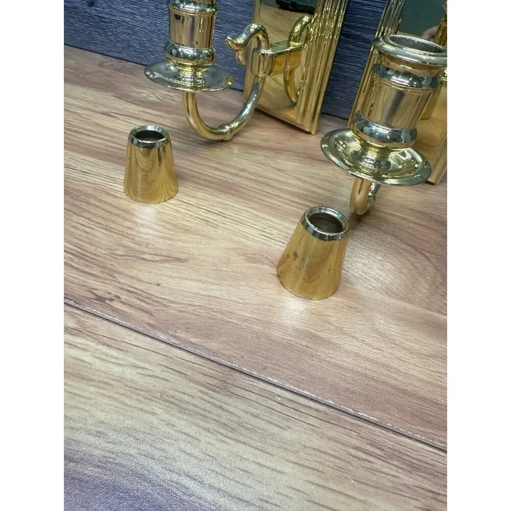VTG Baldwin Solid Brass Wall Sconces - Horn Motif Single Candle 11